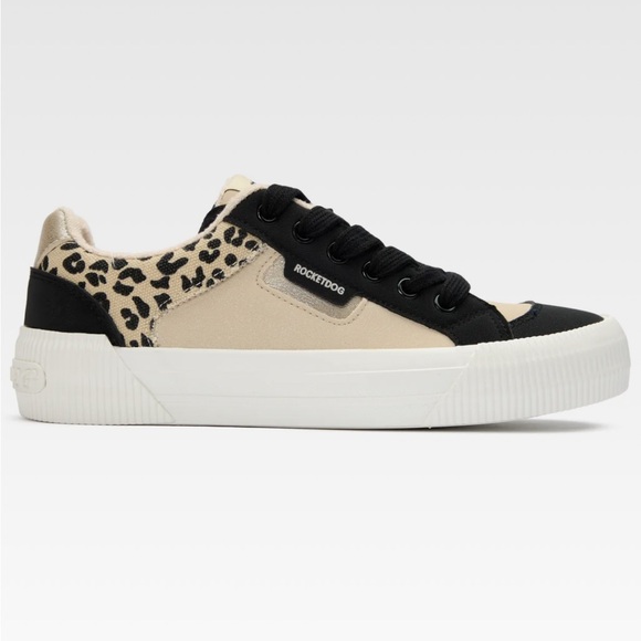 NEW! Rocket Dog Cheery Blocked Sneakers Leopard Cream Black Cheetah NWT Size 8 - Picture 5 of 14